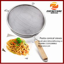 Assorted pjust asta baskets kitchen strainers with wooden handles for carbonara stainless steel mesh spaghetti conical sieves